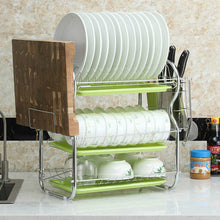Load image into Gallery viewer, Kitchen stainless steel sink drain rack kitchen shelf DIY dishes cutlery dry drain rack 2 layer storage rack pantry organizer